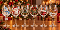 Conjunto de 6 Taças de Vinho Especial de Natal | Taças de Vidro 3D Natalinas
