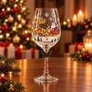 Conjunto de 6 Taças Especial de Natal | Taças de Vidro  com relevo em 3D Natalinas