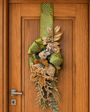 Escapulário de Porta Natalino Cervo e Dourado - Enfeite Duplo Premium Verde Sage